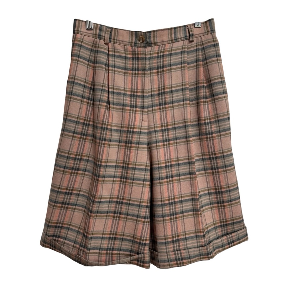 Vintage Talbots Wool Plaid Pleated Trouser Shorts Women Size 10‎ Wide Leg